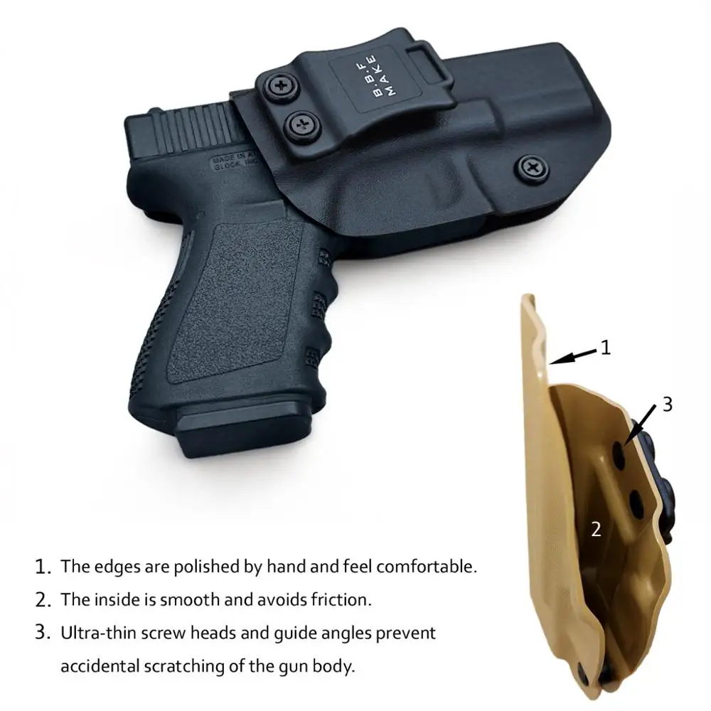 BBF Make IWB Тактический KYDEX пистолет кобура Glock 19 17 25 26 27 28 43 22 23 31 32 Внутри Скрытого Ношения кейс для пистолета аксессуары
