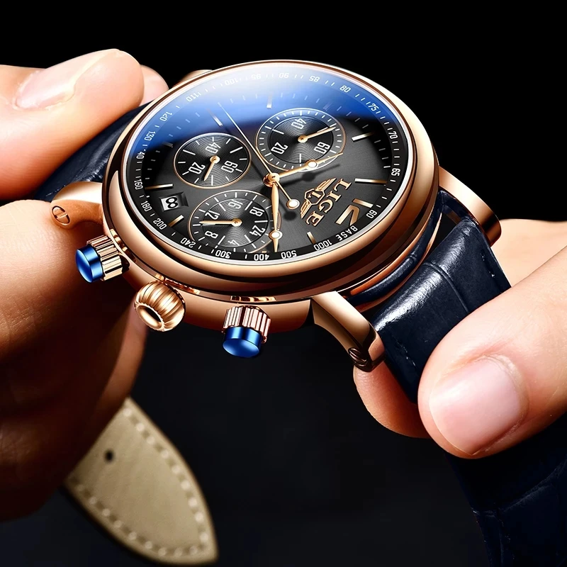 

2022 LIGE Top Brand Luxury New Fashion Watch For Men Leather Waterproof Clock Sports Watches Mens Quartz Wristwatch Reloj Hombre