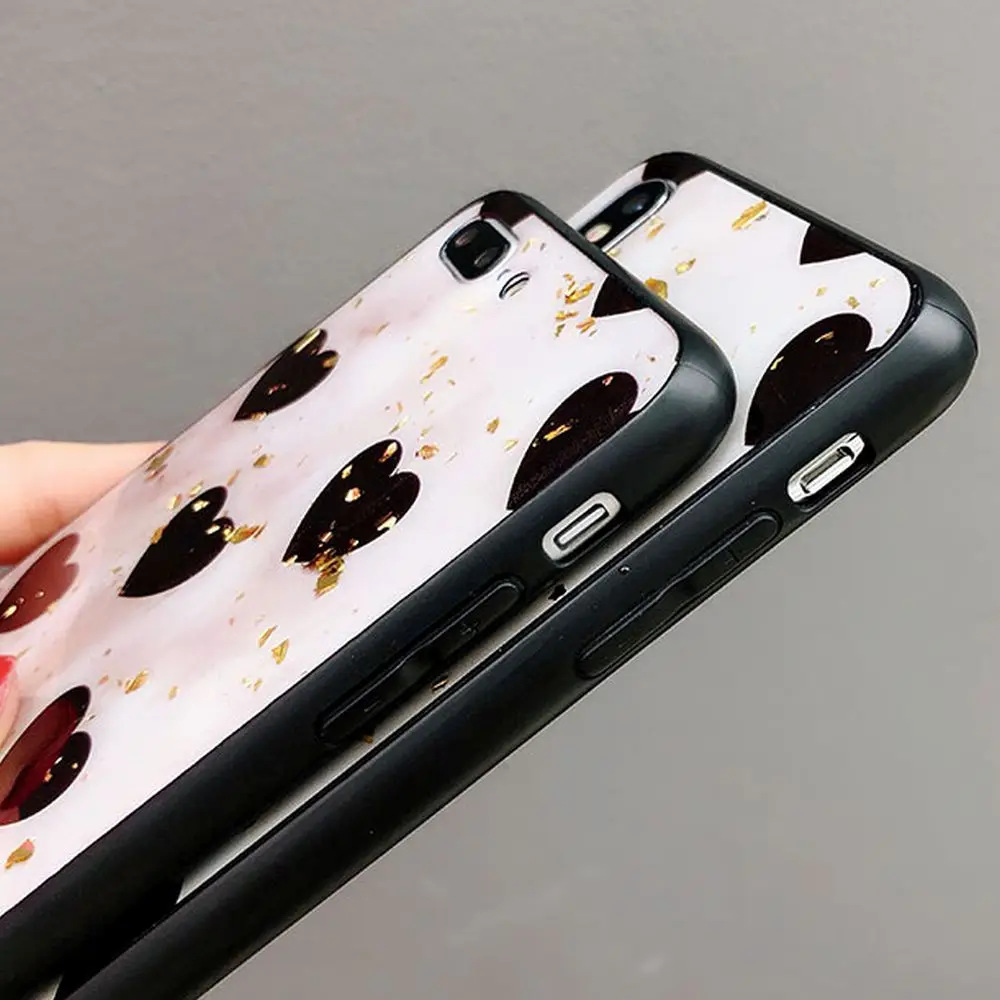 LCHULLE чехол с милым сердечком для IPhone XS MAX XR X 6 6S 7 8 Plus блестки из золотой фольги