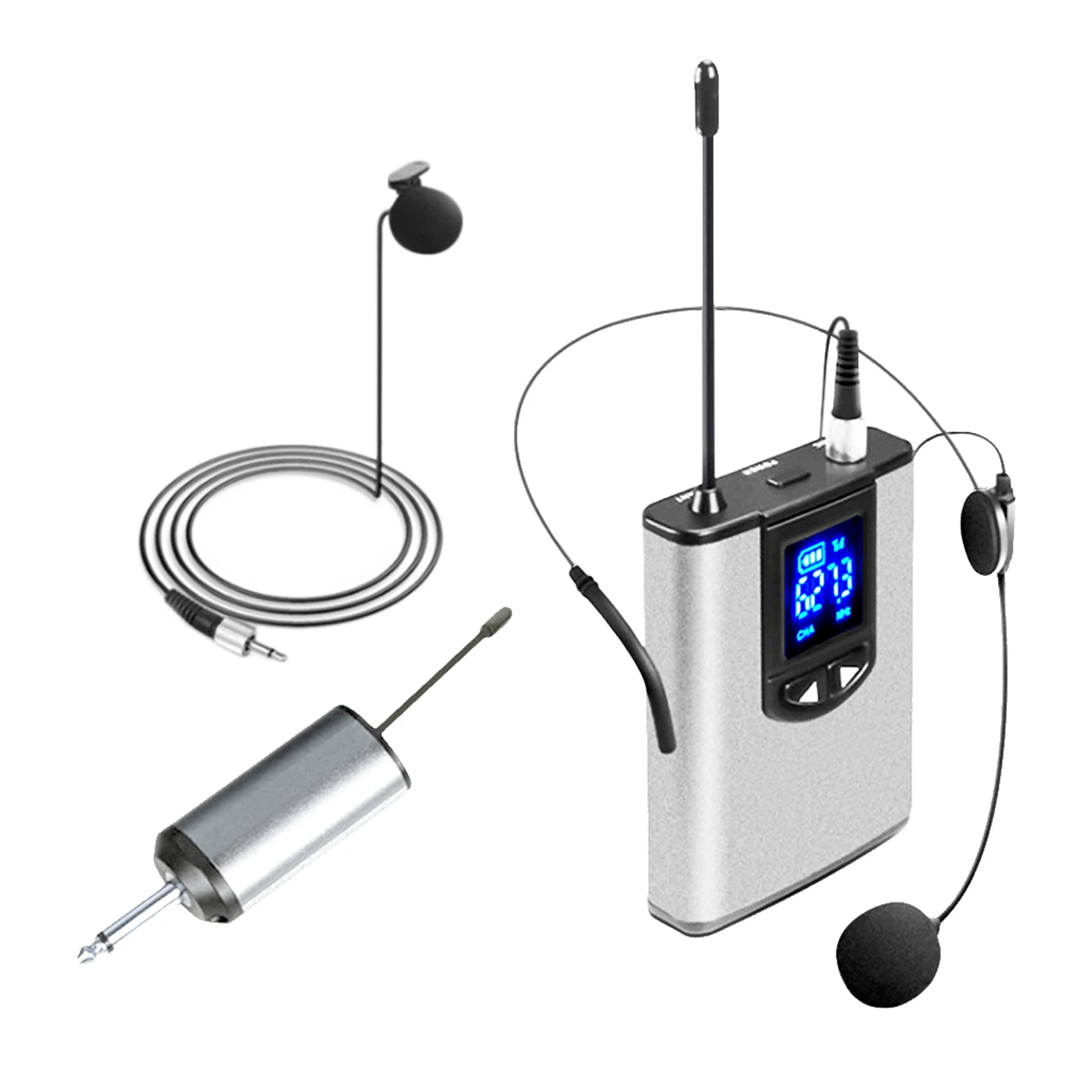 

Wireless Headset Microphone Lavalier Lapel Mic Rechargeable Receiver