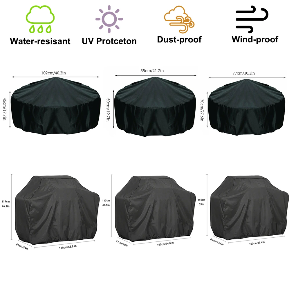 

BBQ Grill Barbeque Cover Anti-Dust Waterproof Heavy Duty Charbroil BBQ Cover Outdoor Rain Protective 6 Size Barbecue Cover