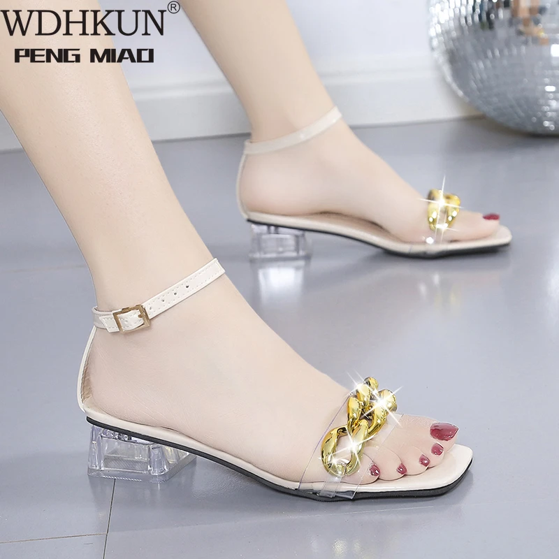 

Женские босоножки на высоком каблуке, однотонные босоножки с металлической цепочкой и ремешком на щиколотке, вечерние классические туфли с...