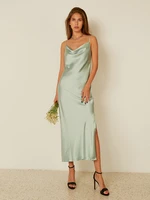 dresses for women 2021 solid spaghetti strap v neck elegant long dress vacation party high split sexy vestidos dresses