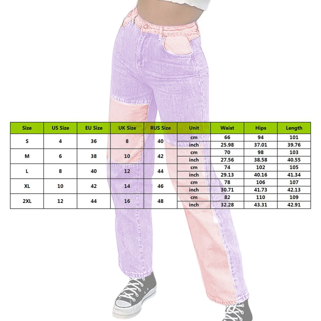 

2020 Girl Patchwork High Waist Jeans Hip Hop Demin Stitch with Pockets Straight Pants Streetwear Pink Trousers Fashion