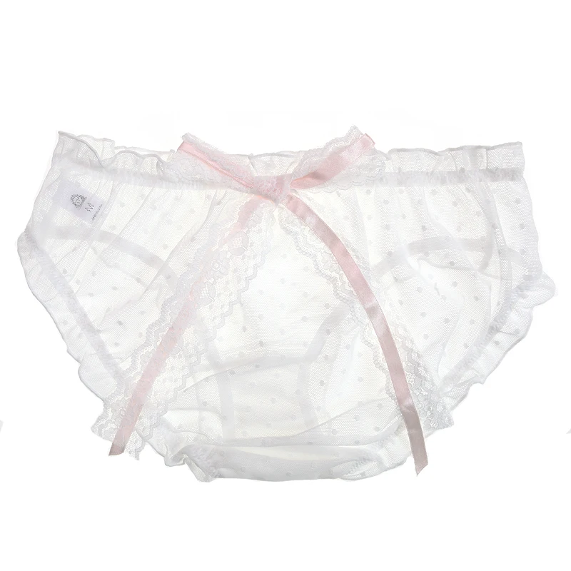 3 шт., японские милые Лолиты для девочек, Kawaii Nets, пряжа с бантом, кружевные трусы принцессы с рюшами, Трусы средней длины, маленькое сказочное нижнее белье, трусы