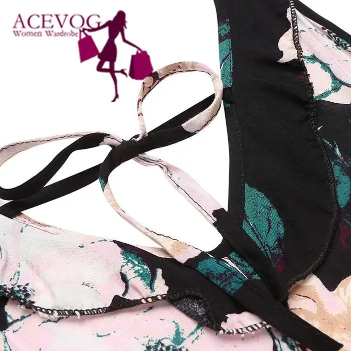 Женское платье с принтом ACEVGO длинное вечернее глубоким v-образным вырезом