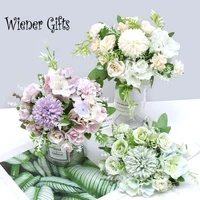 7 heads hydrangea flowers artificial bouquet silk blooming fake peony bridal hand flower roses wedding centerpieces decor