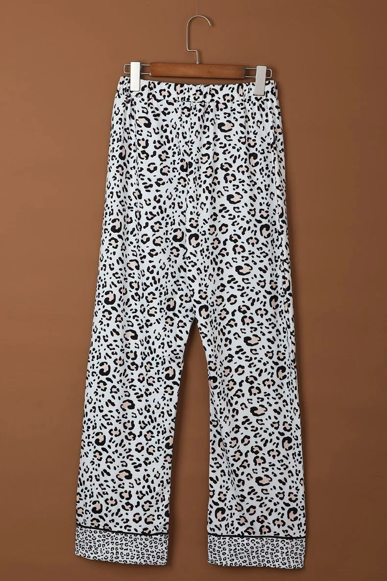 

2021 Fashion Long Sleeve Pajamas Autumn leopard Polyester Long Sleeve Trousers Suit Printing Fashion Pyjamas Set