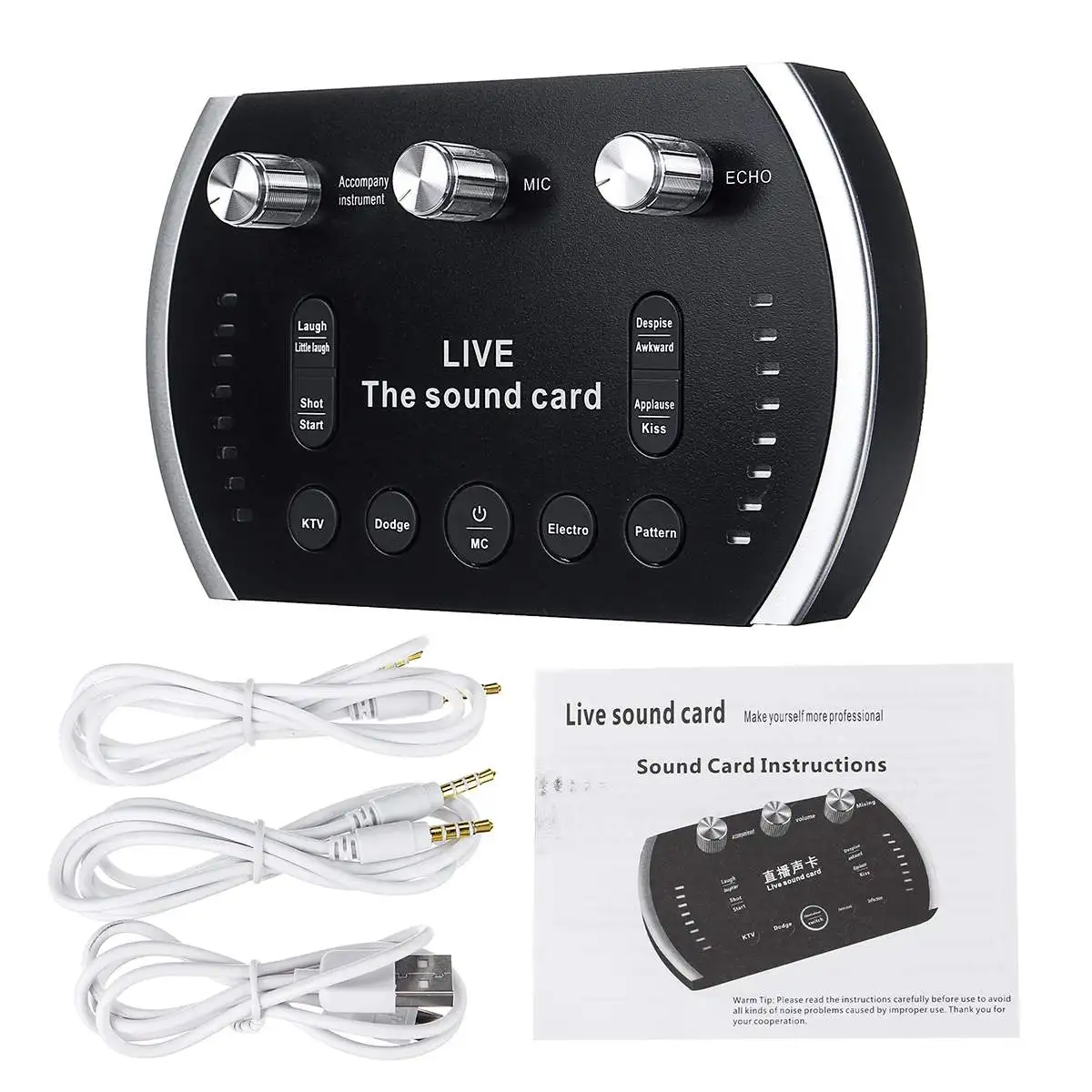 

Sound Card USB Audio Interface External Internet LIve Streaming Musik Live Applicable or Recording Microphone Guitar Rnchor