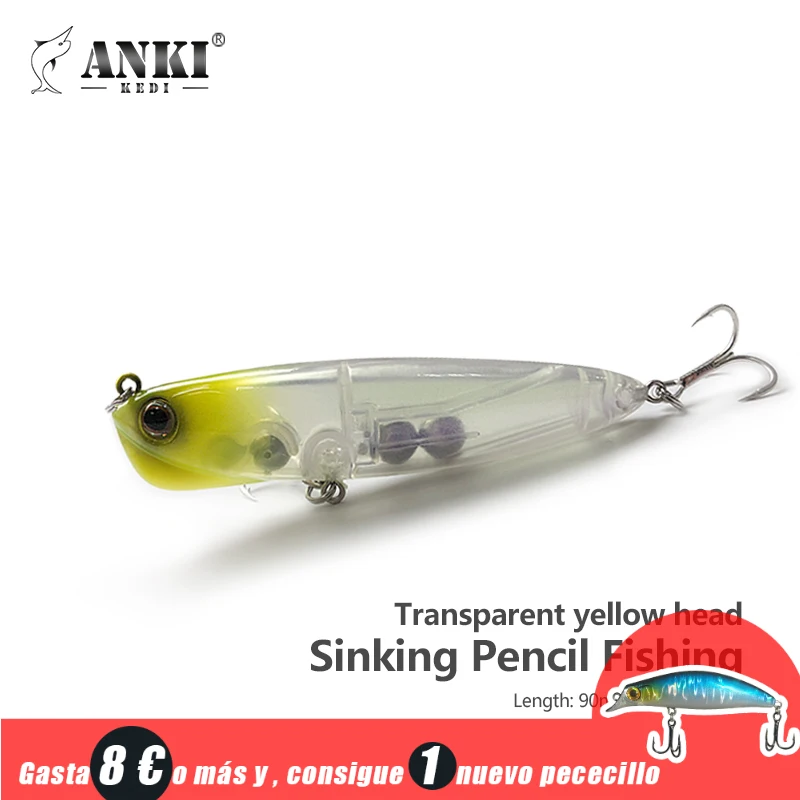 

ANKI KEDI Sinking Pencil Fishing Lure 18.2G/90mm Minnow Slow Sinking Bait VIB Wobblers Jigging Artificial Steel Hooks Rockfish