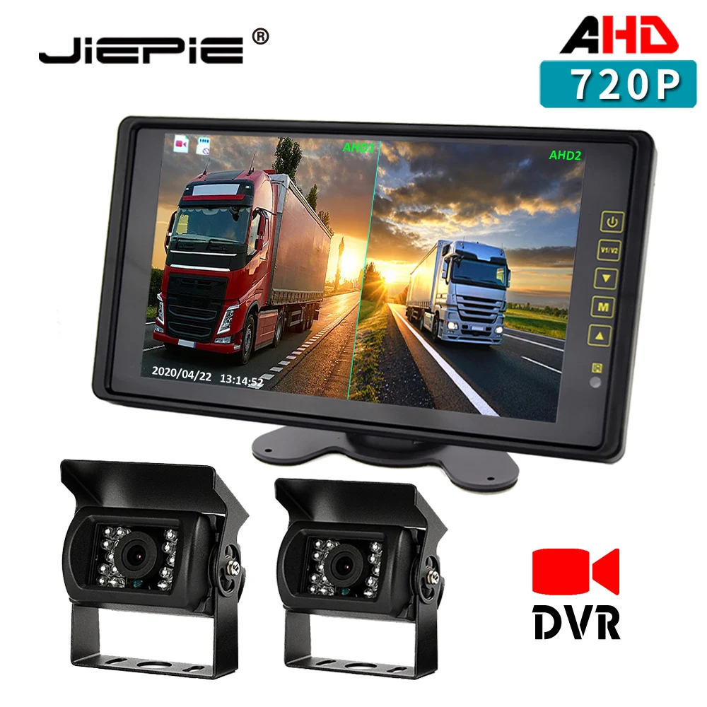 JIEPIE AHD камера заднего вида комплект 9 дюймов Сплит DVR рекордер монитор с 720P для