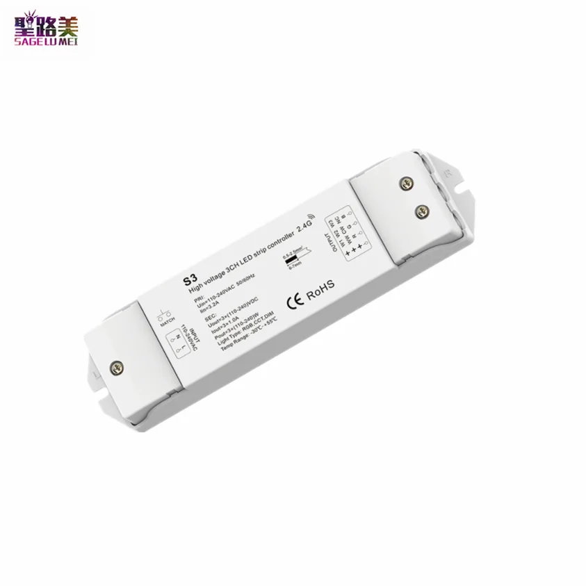 AC110V-240V 230V Высокая вольт Светодиодные ленты RGB Управление; 2,4 г RF пульт дистанционного управления Беспроводной Управление 3CH диммер контроллер для RGB CCT одиночный Цвет Светодиодная лента