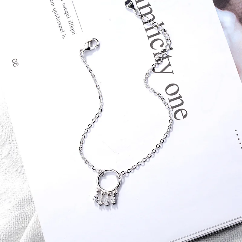 

Круг кисточкой цепочка из циркона, браслеты с брелоками для женщин Открытие Регулируемые кольца простые модные корейские студенческие Пов...