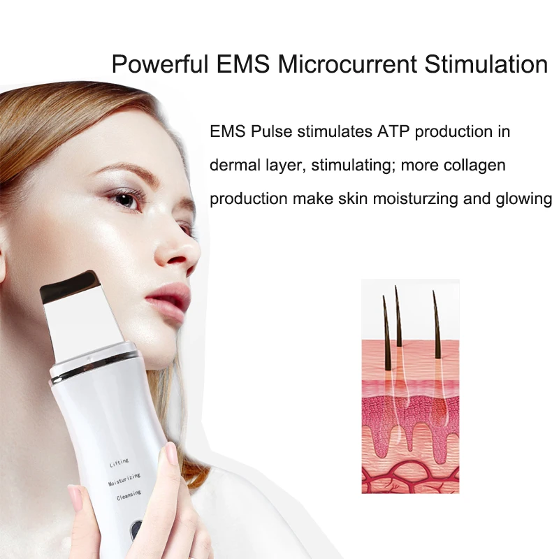 Ультразвуковой скребок для кожи пилинг лопатка ионное средство удаления черных