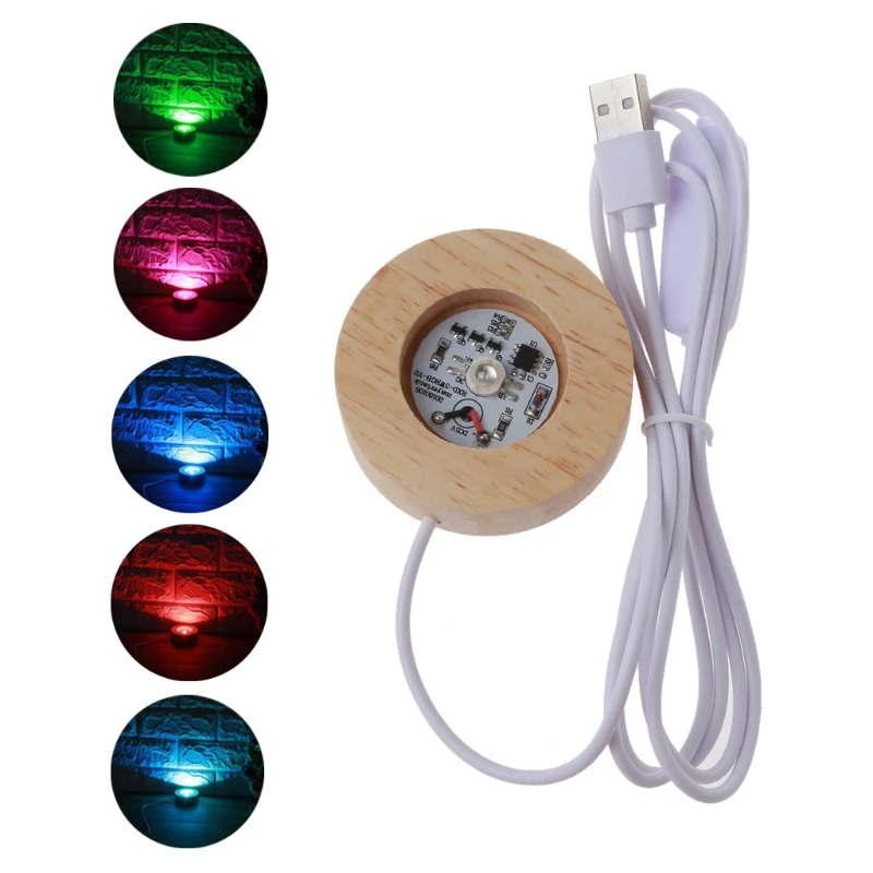 

Handmade LED Wood Resin Display Base Round Wooden Night Base Resin Ornament Stand DIY Night Light Resin Art Crafts