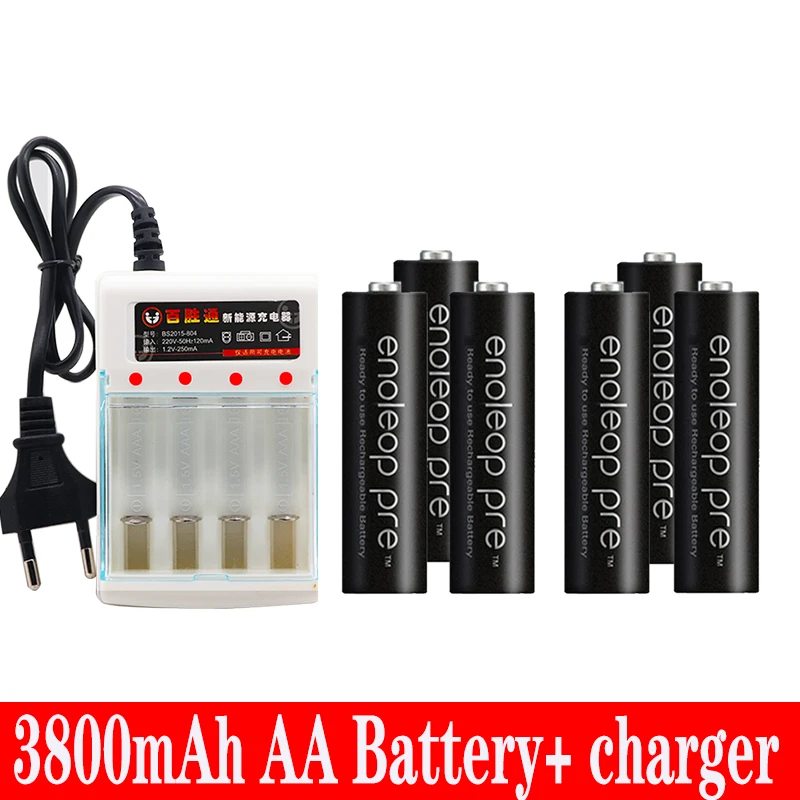 Figh качество 1 2 V 3800mAh NI MH AA предварительно Заряженная аккумуляторная батарея aa для