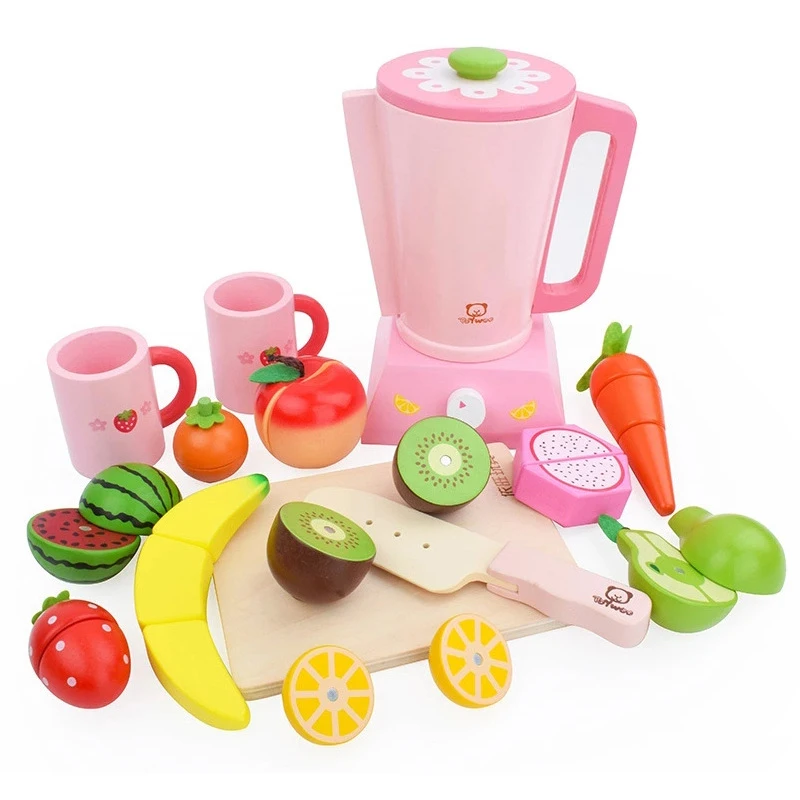 

Children Wooden Play House Toys Simulation Juicer Vegetables And Fruits Cognitive Interest Cultivation Pretend Toys Girl Gifts