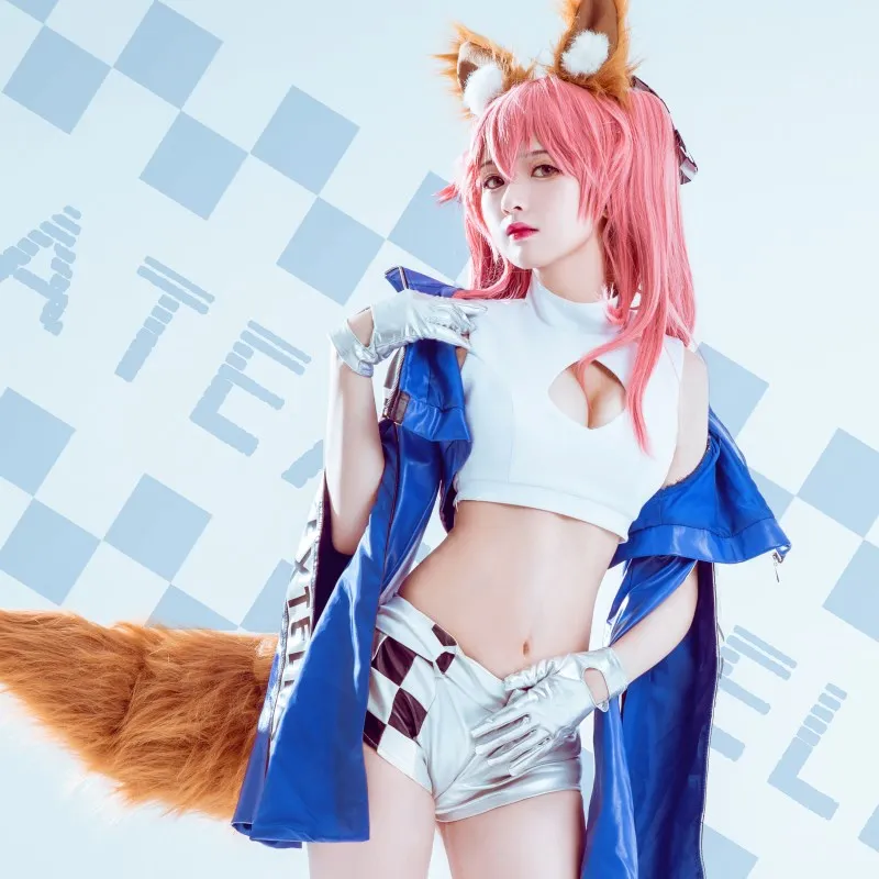 FGO гоночный костюм черный тамамо no Mae Косплей Костюм fate Униформа cos |