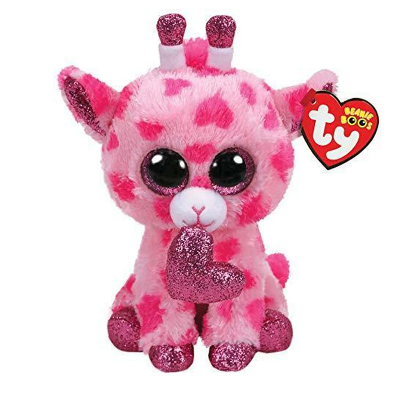 

15cm Ty Beanie Boos Valentine's Day Collector's Edition Pink Love Elk Plush Toy Shiny Big Eyes Children's Toy Soft Doll Gift