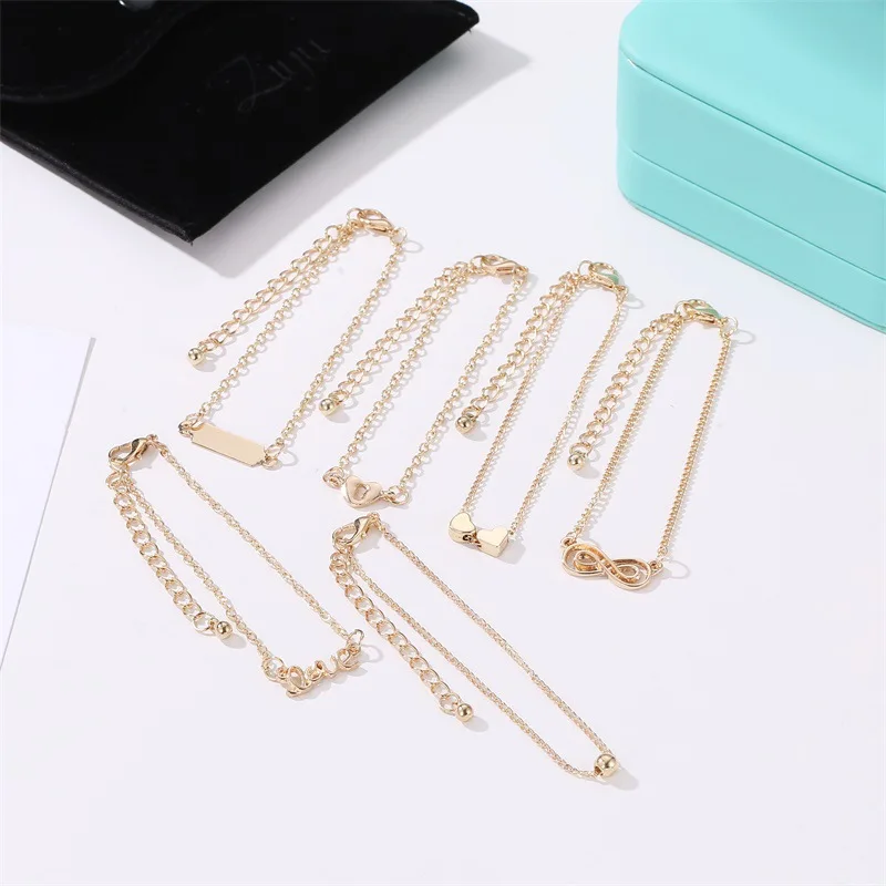 

Letter Jewelry Bracelets & Bangles for Women Fashion Note Bead Bracelets Set Gold Multilayer Link Charm Party Jewelry Gift