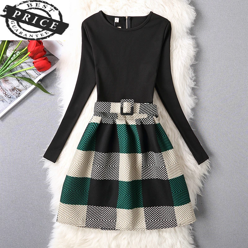 

Dresses Mother Daughter Spring Autumn 2021 Matching Outfits Moms and Girls Clothes Long Sleeve Plaid Family Dress LWL1a05