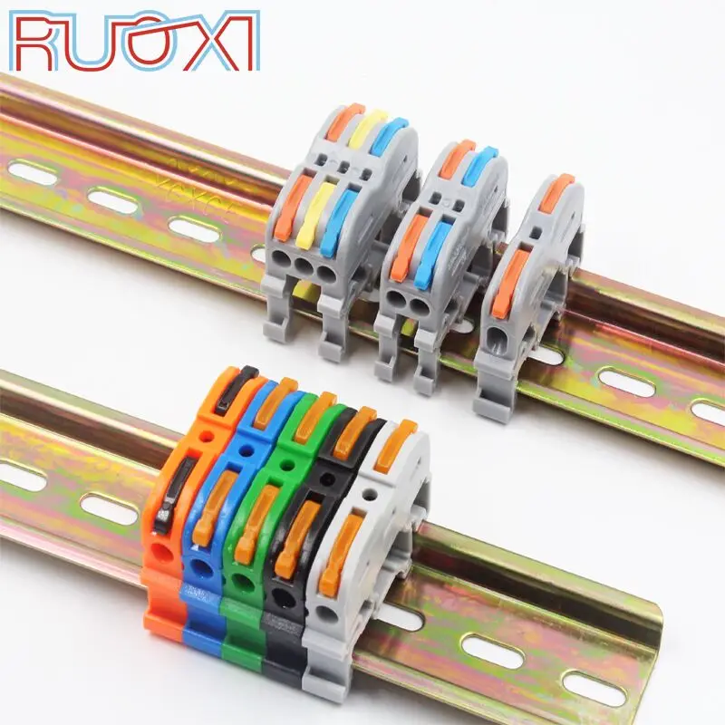 

Rail Terminal Block Cable Connector Line Transparent Type Grey Colored 32A RF, Lighting Universal Compact Fast Color RUOXI 211