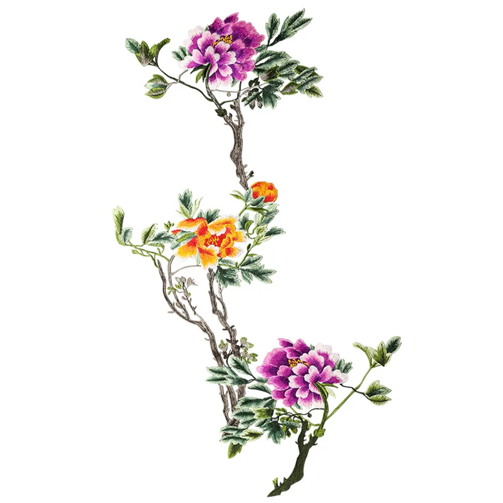 

Ursmart 1Pcs beauutiful Peony Embroidery Flower Patch Clothes Formal Dress Decorative DIY Accessories Sew-On Clothing Sticker