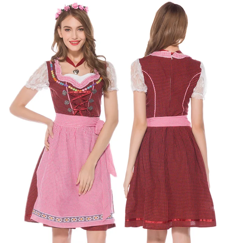 Dirndl Платье Для женщин Костюм Октоберфест фестиваль пива служанка наряд Пособия