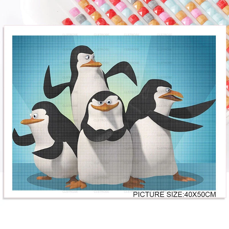 

Diamond Painting Diy Acrylic Material Ocean Cute Penguin Play Scenario Pattern Contemporary Square Round Furniture Painting
