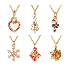 Очаровательное рождественское модное ожерелье Peixin, снежинка, трость, Рождественская елка, капля, масляное ожерелье, милый подарок, оптовая продажа, украшения для девушек