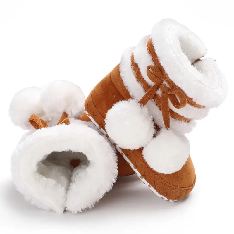 

Cute Baby Booties Leather Girl Winter Moccasins Bow knot Infant Boots Crochet/Knit Fleece Boots Toddler Wool Snow Crib Shoe