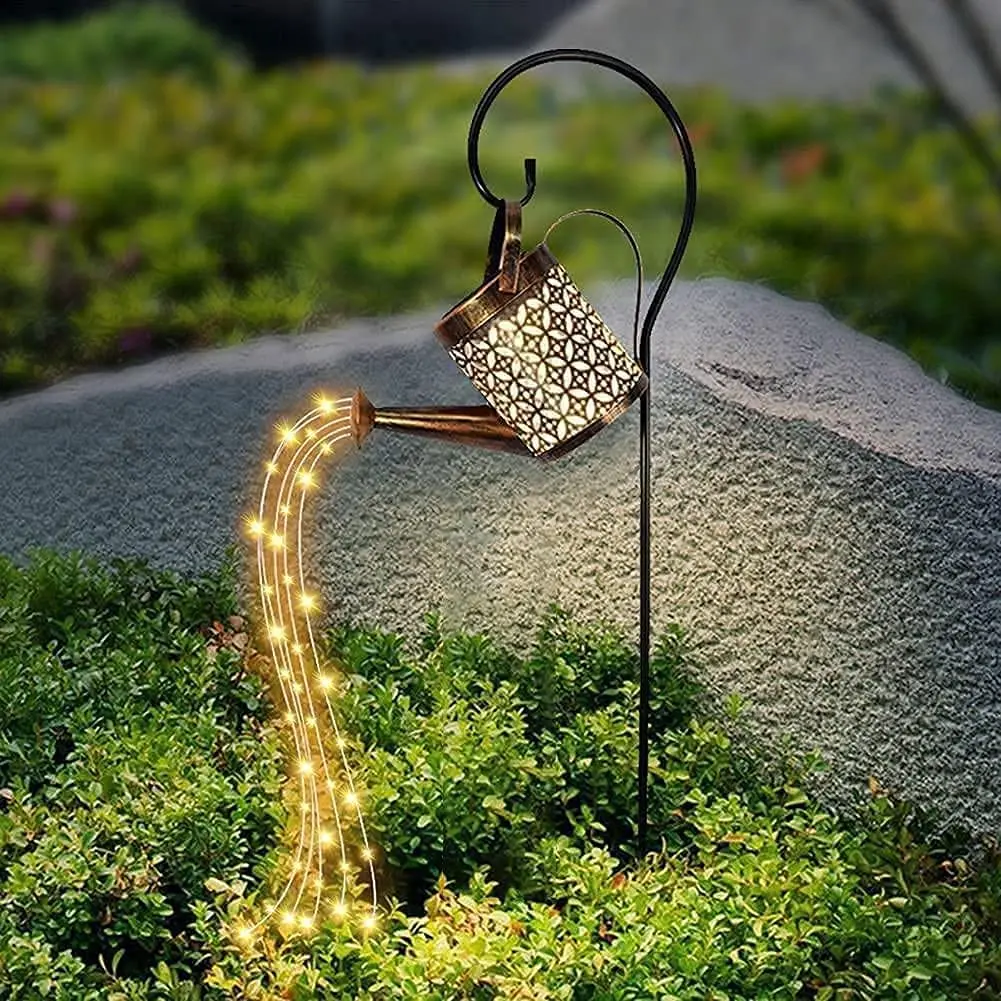 

Art Watering Can Lamp Solar Garden Lights Operated for Outdoor Waterfall Lights Decoration Indoor Tree Fairy Light Garden Decor