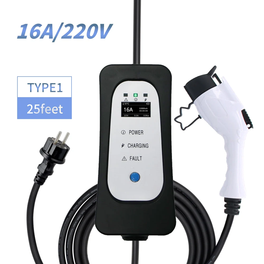 Автомобильное зарядное устройство тип 1 EV уровень зарядки 2 переключаемый ток 16A