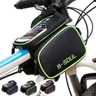 Велосипедная сумка на переднюю раму велосипеда, велосипедные сумки на верхнюю трубу, двойная сумка Pannier для 5,5-6,2 дюймового сотового телефона, велосипедные сумки, аксессуары