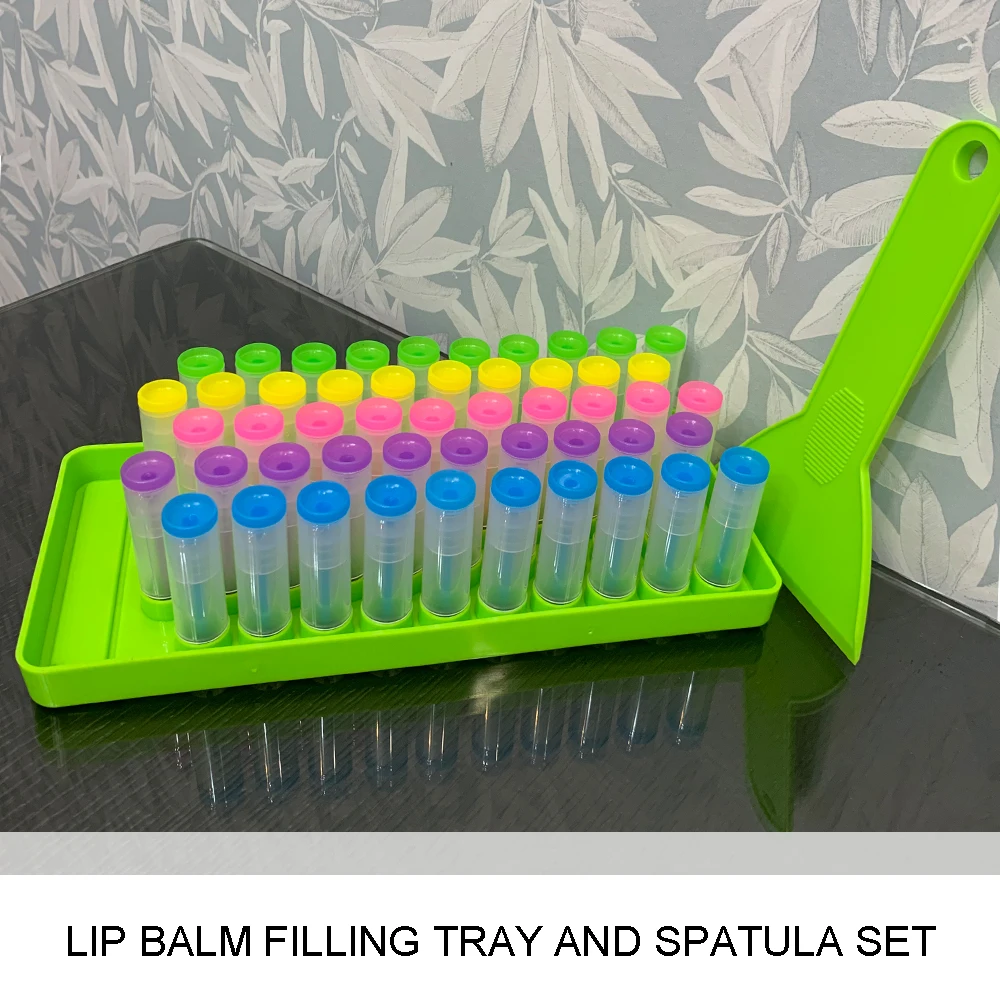 

Lip Balm Filling Tray And Spatula Set Fast And Easy To Use Just Pour & Spread Instantly Fills 50 Lip Balm Containers