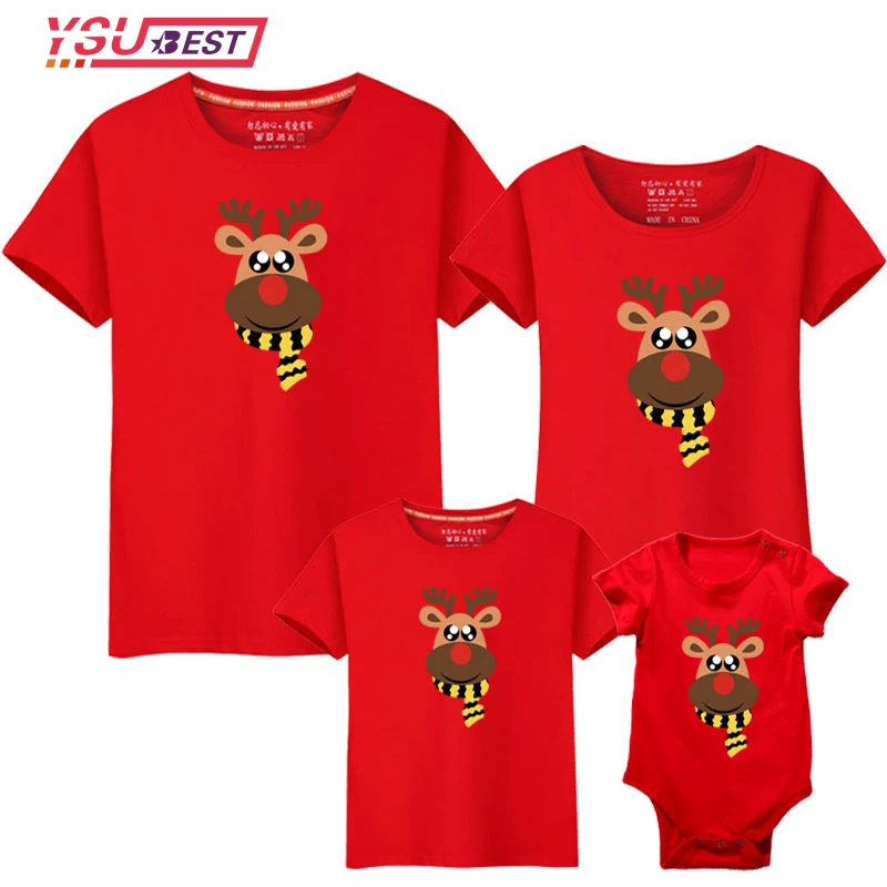 

Family Christmas T-Shirts Merry Christmas Family Shirts Deer Print Mommy and Me T-Shirt Family Matching Christmas Clothes Wear