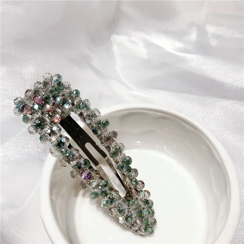 

1pc Fashion Geometric Rectangle Waterdrop Hair Clips Women Colorful Crystal Rhinestones Bead Hairpins Hair Accessories