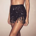 Женская мини-юбка в стиле Харадзюку, костюм для танца живота с блестками, юбка с запахом и кисточками, Клубная мини-юбка с кисточками и высокой талией, 2021