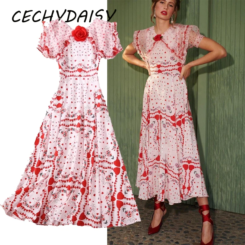 Взлетно-посадочной полосы 2021 Розовые Платья с цветочным принтом для женщин