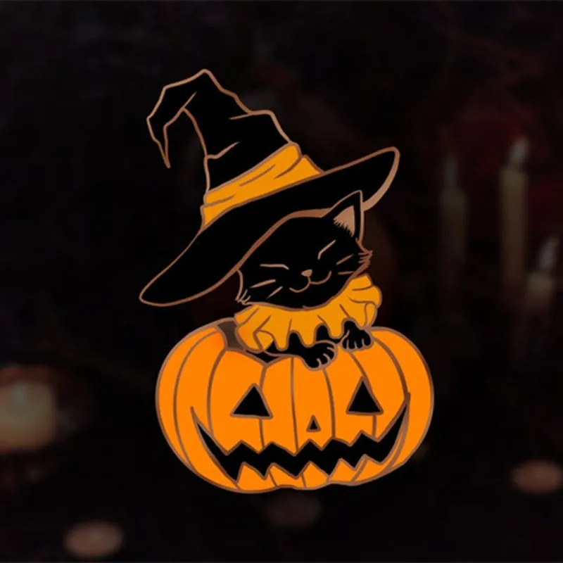 Тыква котенок-Хэллоуин эмаль шпильки отворот значок броши | Украшения и