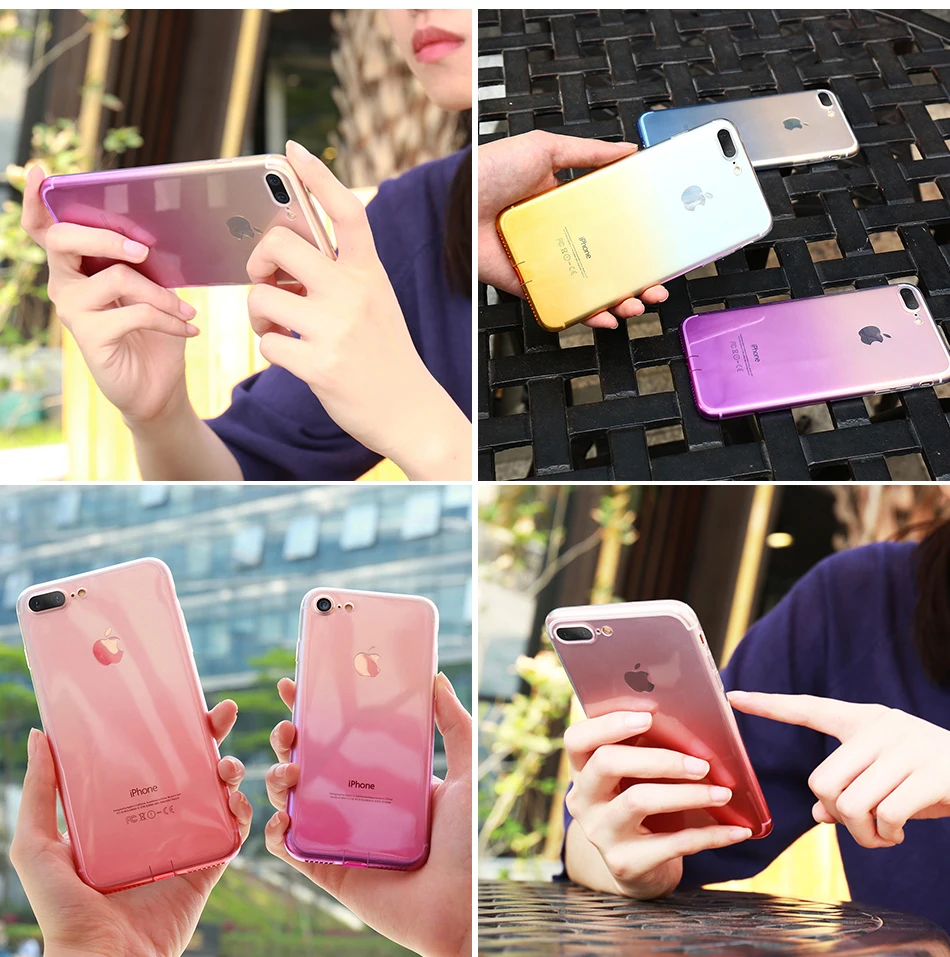 Градиент силиконовый чехол для Huawei P8 P9 Коврики 8 9 10 Pro Nova Plus Красочный прозрачный
