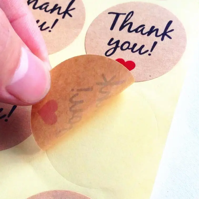 Винтажная &quotспасибо&quot Сердце круглая крафт-бумажная наклейка-печать для
