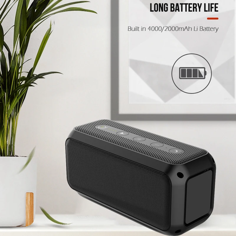 Портативный Bluetooth беспроводной динамик 20 Вт супер бас с 4000 мАч IPX4 Встроенный