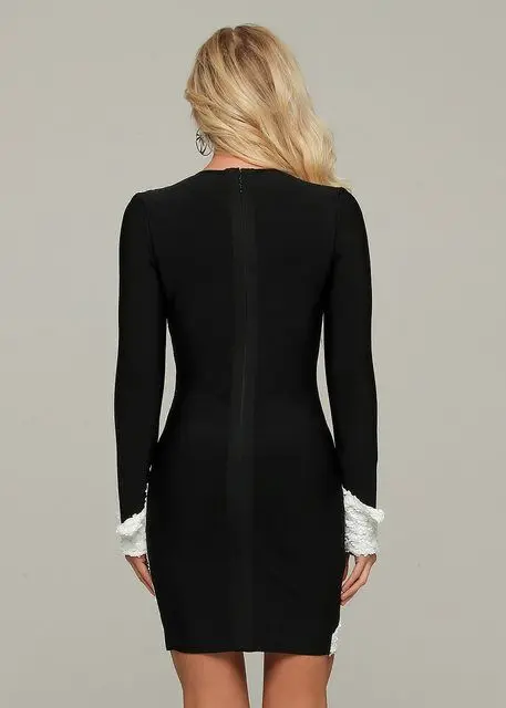 

Elegant Dress Black And White Fashion Bodycon Night CLub Celebrity Party Dress Vestidos Sexy Dresses