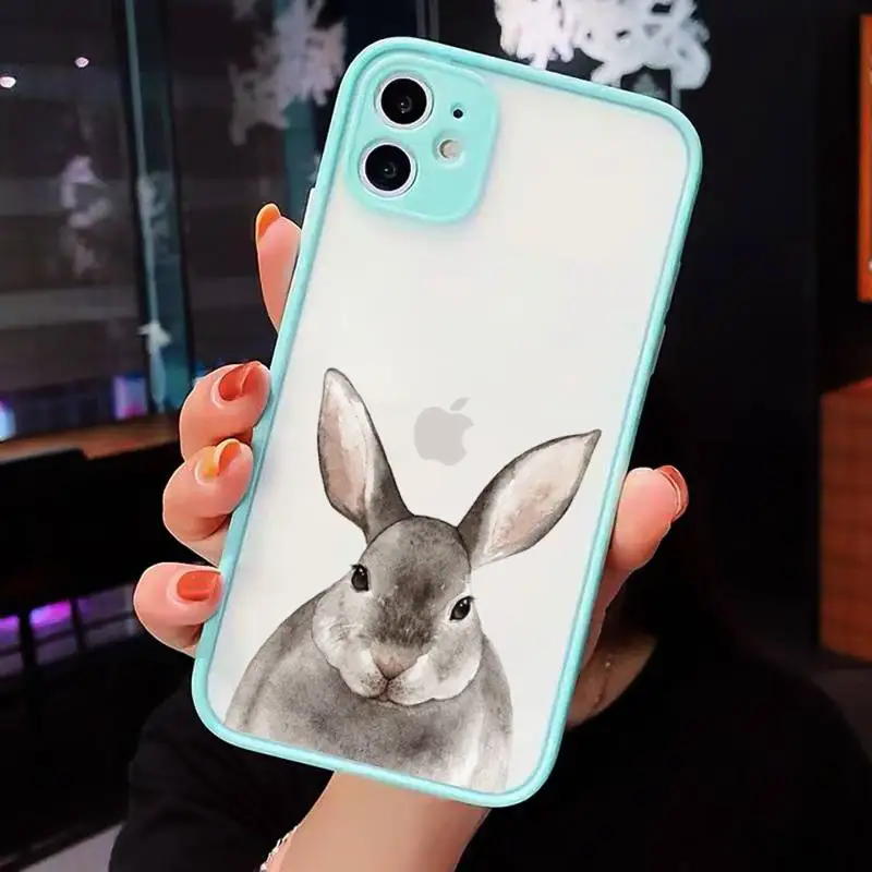 

Cute animal rabbit Phone Cases matte transparent For iphone 7 8 11 12 plus mini x xs xr pro max cover