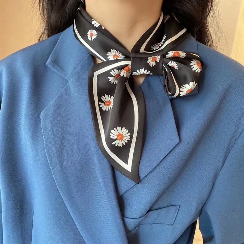 Модный женский маленький шелковый шарф женская элегантная рубашка ромашки