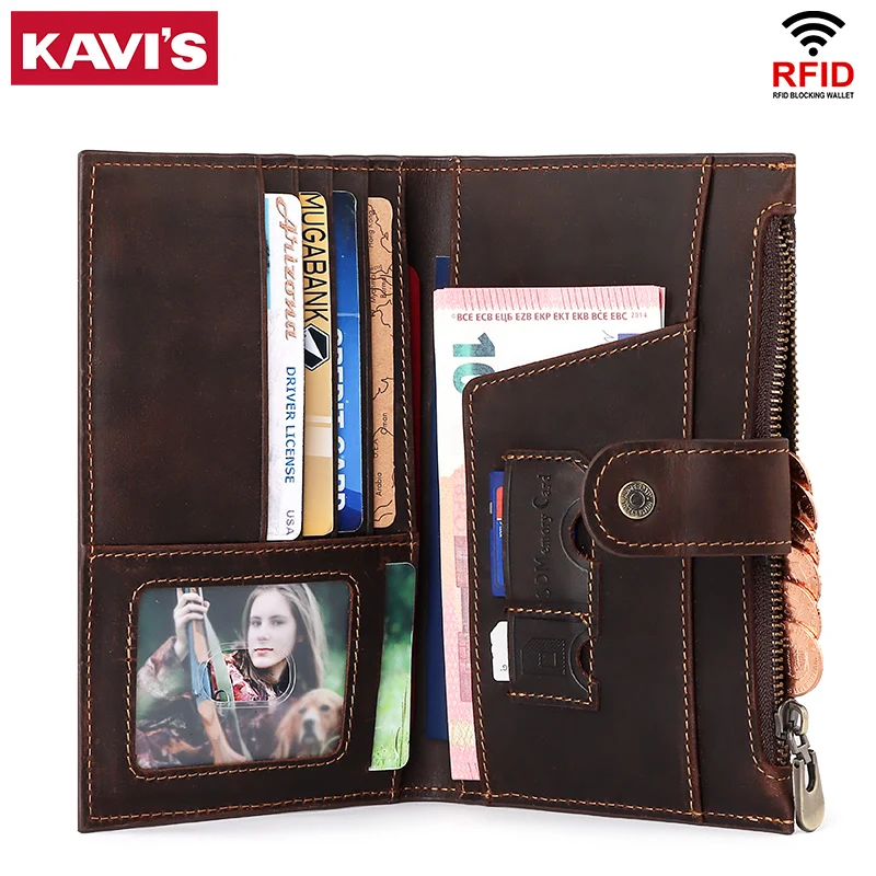 

KAVIS Crazy Horse Leather Men Passport Cover Vintage Wallet World Universal Travel Passport Holder Cover Genuine Leather Case