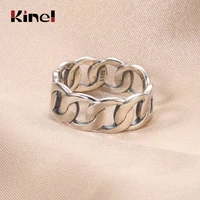 kinel hot sale 925 sterling silver retro hollow chain adujustable ring opening lady party fashion silver 925 ring jewelry