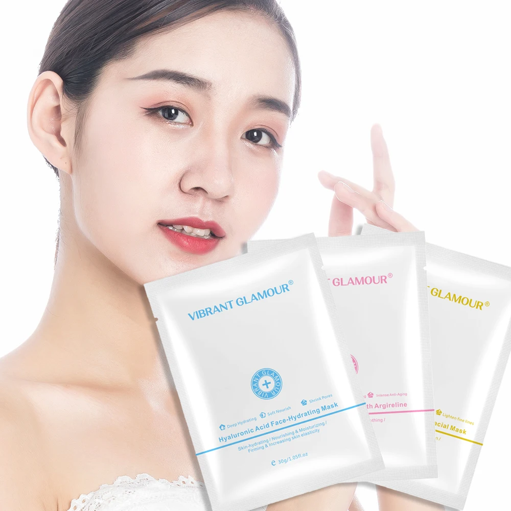 

15PCS Improve Skin Elasticity Hyaluronic acid Hexapeptide Vitamin C Essence Face Mask Brighten Firming Facial Pack Wrapped Mask