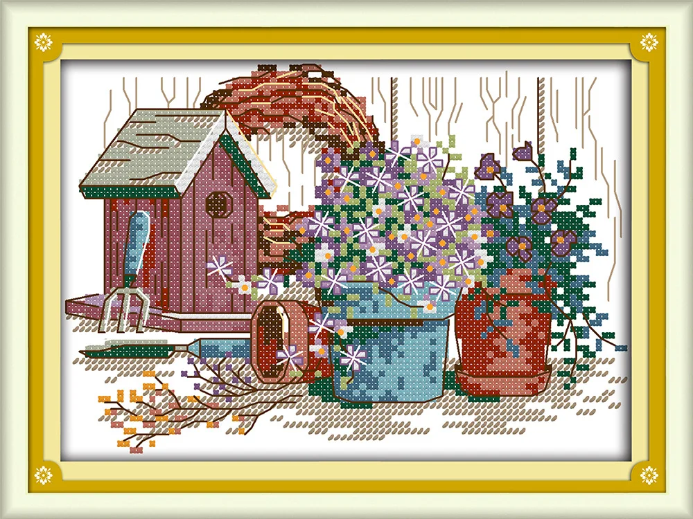 Новое поступление Набор для вышивки крестиком Садовый угол Замок сделай сам 11CT